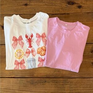 White and Pink Graphic T-Shirts large